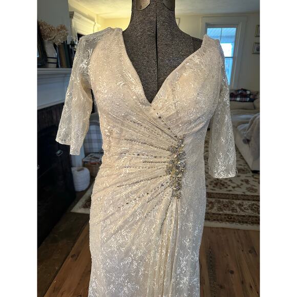 Montage by Mon Cheri Champagne Wedding Gown Mother of the Bride 14 Lace Cream - Picture 5 of 16